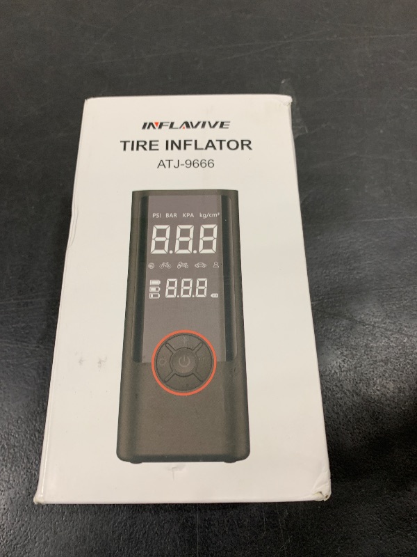 Photo 1 of InflaVive Tire Inflator Portable Air Compressor, 150 PSI Cordless Air Pump for Car Tires, Electric Bike Tire Pump with Pressure Gauge, LED Light for Car, Motorcycle, Bicycle, Ball
