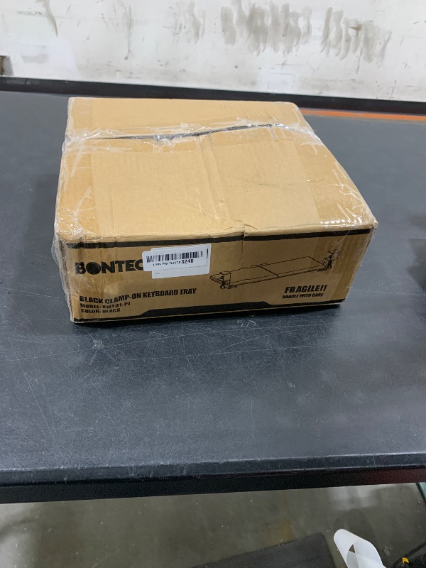 Photo 1 of BONTEC Small Keyboard Tray Under Desk, Pull Out Keyboard & Mouse Tray with C Clamp, 20 (24.6Including Clamps) x 11.8inch Steady Slide-Out Computer Drawer, Perfect for Home or Office, Black