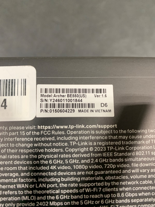 Photo 3 of TP-Link Tri-Band BE9300 WiFi 7 Router Archer BE550 6-Stream 9.2Gbps Full 2.5G Ports 6 Internal Antennas Covers Up to 2,000 Sq. Ft. Add Easy-Mesh Device for Extended Coverage VPN Support