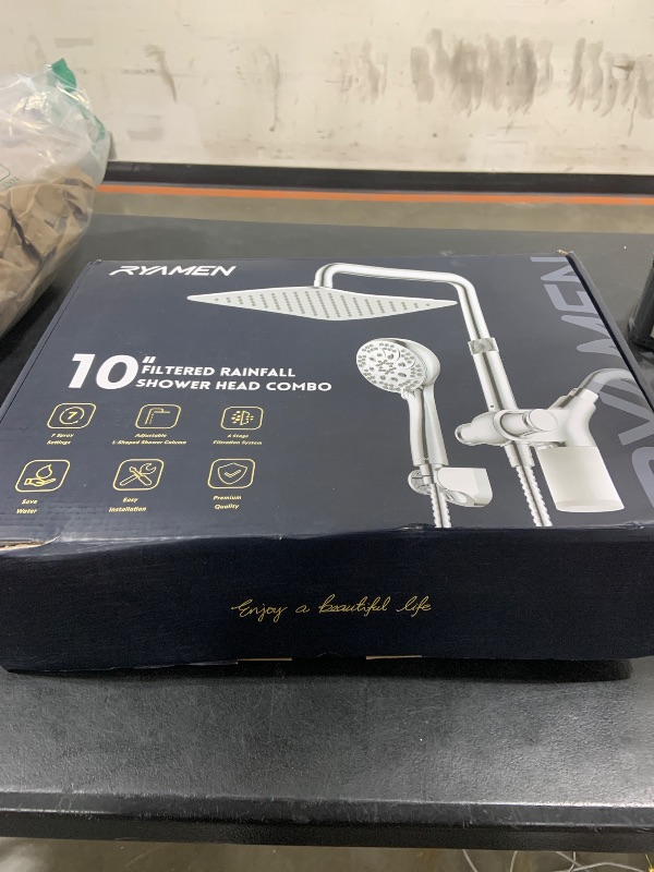 Photo 1 of Ryamen Upgraded Dual Shower Heads Combo, 10 inch Filtered Shower Head with Handheld, 3-Way Rain Shower Head with Filters, 7 Settings Handheld Spray, High Pressure, Height Adjustable (Silver)