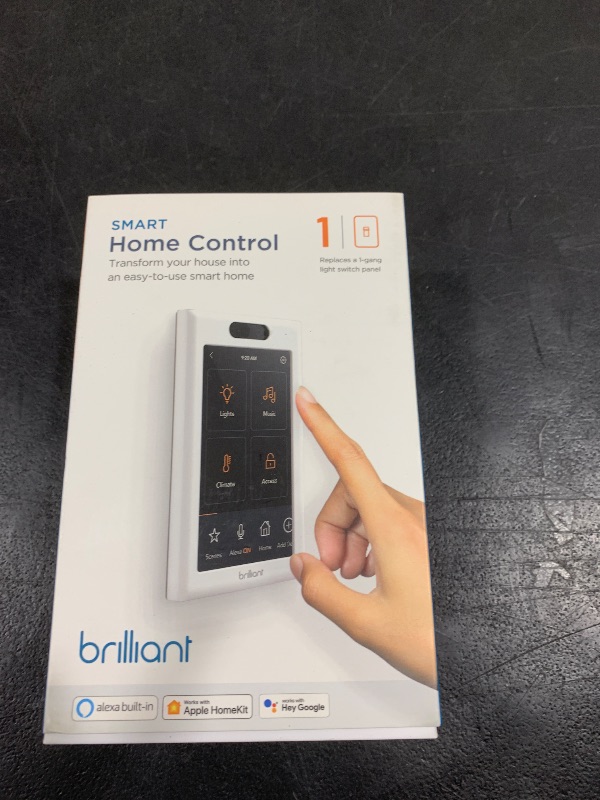 Photo 2 of Brilliant Smart Home Control (1-Switch Panel) — Alexa Built-In & Compatible with Ring, Sonos, Hue, Google Nest, Wemo, SmartThings, Apple HomeKit — In-Wall Touchscreen Control for Lights, Music, & More