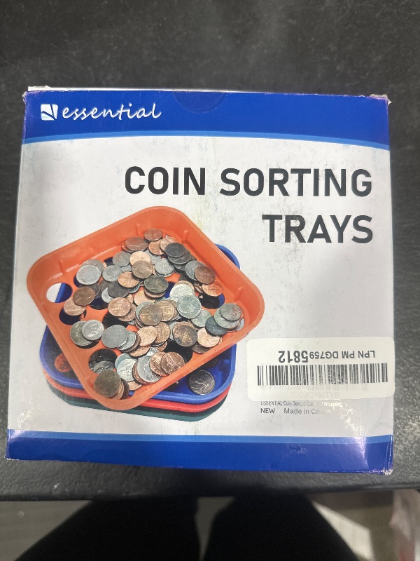 Photo 1 of ESSENTIAL Coin Sorters Tray, 4 Color-Coded Coin Sorting Tray with 160 Assorted Coin Roll Wrappers