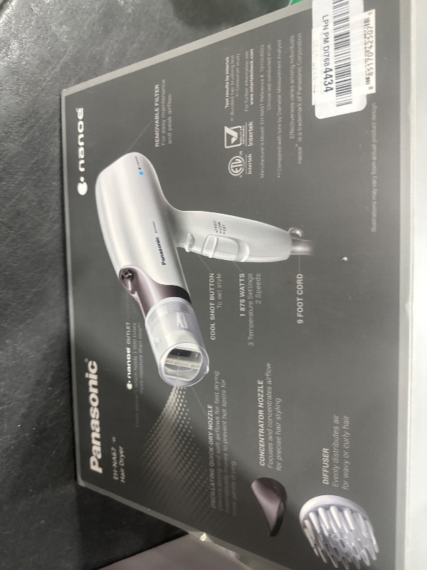 Photo 3 of Panasonic Nanoe Salon Hair Dryer with Oscillating QuickDry Nozzle, Diffuser and Concentrator Attachments, 3 Speed Heat Settings for Easy Styling and Healthy Hair - EH-NA67-W (White)