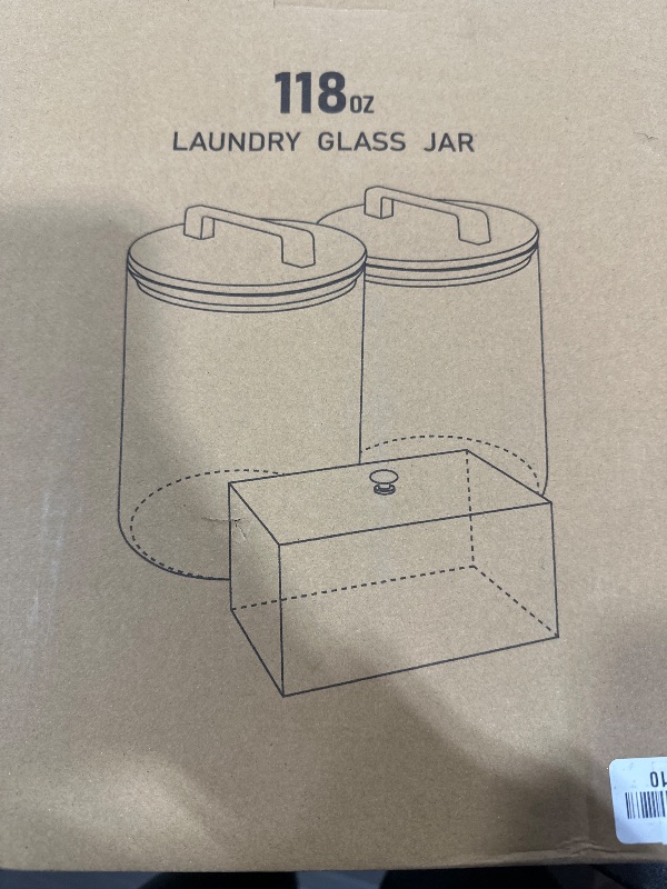 Photo 2 of Glass Jars For Laundry Room Organization and Storage, 2 Pack -0.9 Gallon Laundry Detergent Containers for Scent Beads, Powder,Pods With Lids, 5 Labels, 2 Scoops?1 Acrylic Dryer Sheet Holder Included