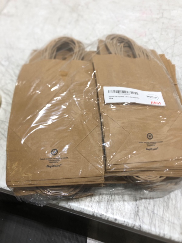 Photo 1 of BagDream 100Pcs 5.25x3x8 Inches Gift Bags Small Paper Bags with Handles Bulk Kraft Brown Paper Shopping Wedding Birthday Party Favor Gift Bags For Goody Craft