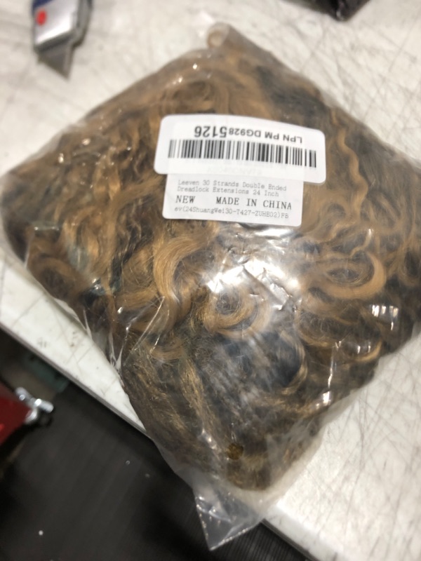Photo 1 of Leeven 30 Strands Double Ended Dreadlock Extensions 24 Inch Thin Synthetic Boho Dreads Ombre Honey Blonde 5 Style Mixed Full Set Wool DE Wavy Curly Hippie Dreads Braid in Soft Viking Dread for Women