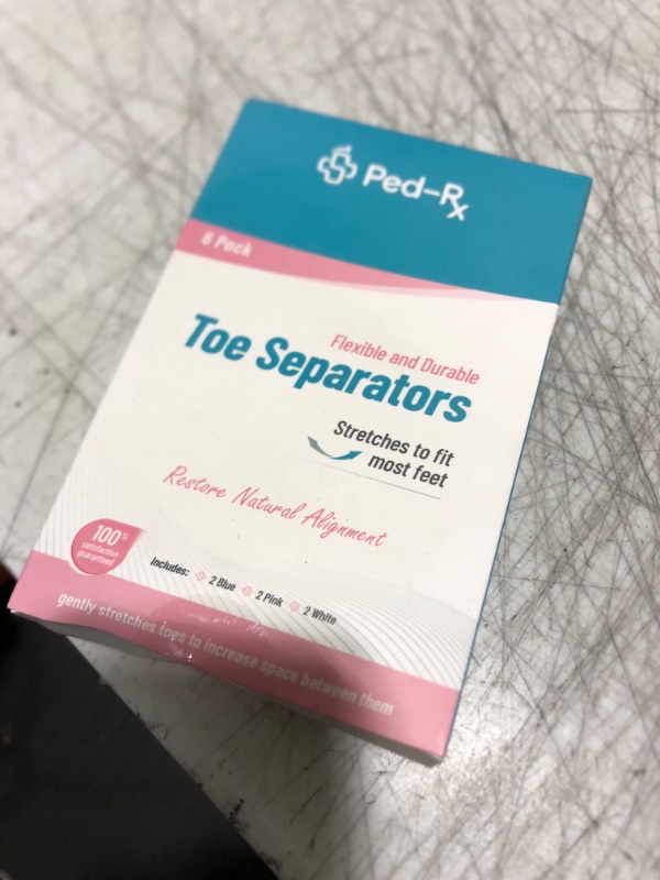 Photo 2 of [3 pairs] Ped-Rx Toe Separators to Restore Natural Alignment - [Toe Spacers -Spreaders - Stretchers] - Universal Size - (Blue/Pink/White)