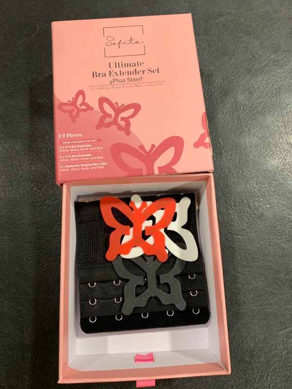 Photo 2 of Sofita ¡¡GIFT BOX!! Bra Extenders 4 Hook Plus Size Bra Extenders 3 Hooks Plus Size Bra Extender 2 Hook. 5 Hook Bra Extender + 4 Bra Clips (3 * 4, 3 * 5 - White/Black/Nude/Red)