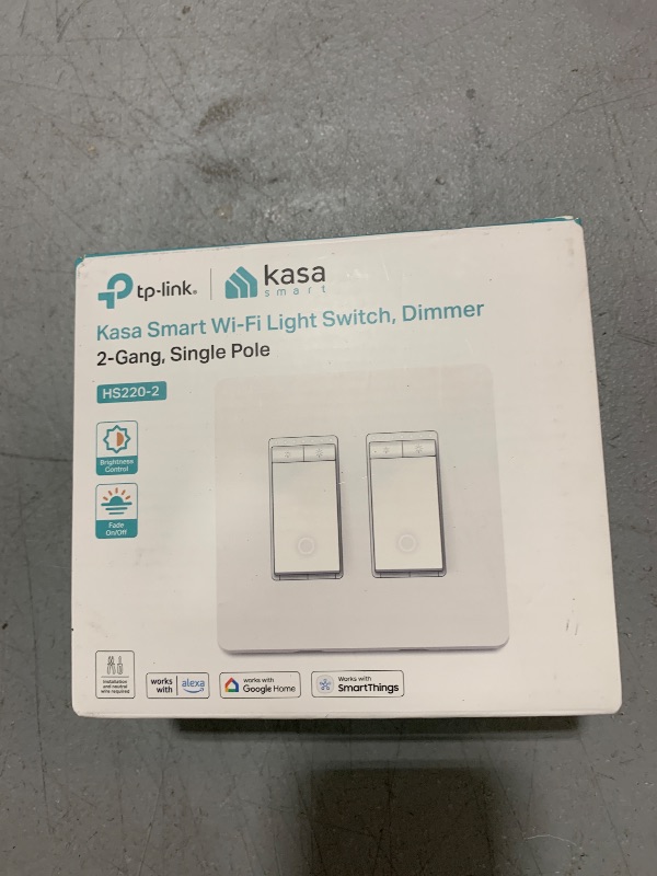 Photo 2 of Kasa Smart Dimmer Switch 2-Gang HS220-2, Single Pole, Needs Neutral Wire, 2.4GHz Wi-Fi Light Switch Compatible with Alexa and Google Home, UL Certified, No Hub Required, White