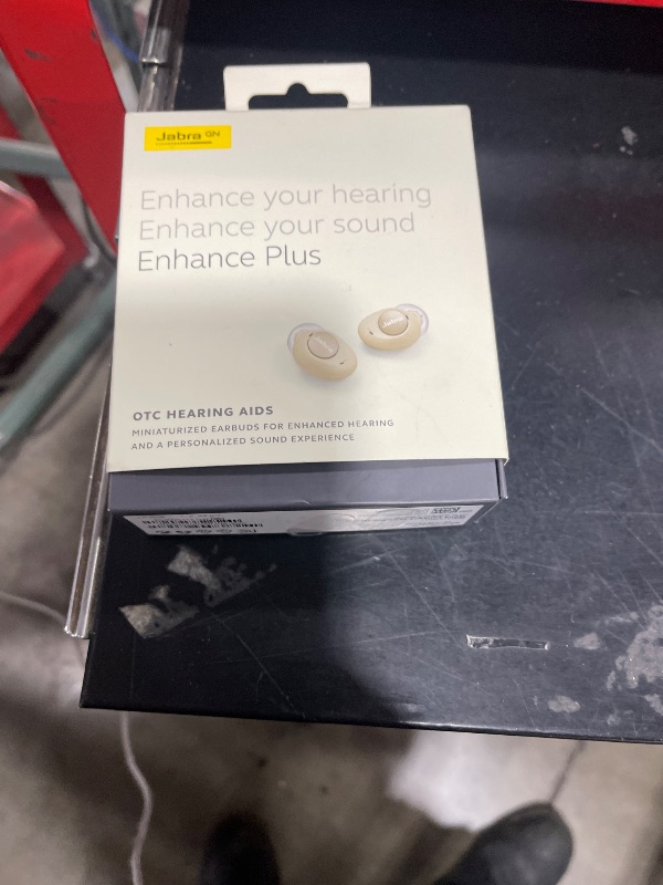 Photo 2 of Jabra Enhance Plus Self-Fitting OTC Rechargeable Hearing Aids for Advanced Hearing Enhancement, Music and Calls – (Incompatible with Android) 4 Mics and Powerful Speakers, Made for iPhone – Gold Beige