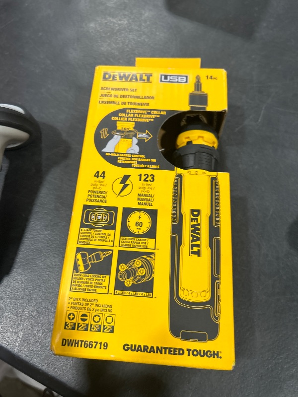 Photo 1 of DEWALT Cordless Screwdriver with FLEXDRIVE Control and Screwdriving Bits (DWHT66719)