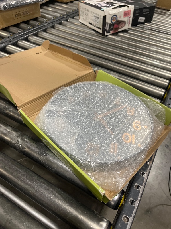 Photo 1 of HZDHCLH Modern Wall Clocks Battery Operated,12 inch Silent Non Ticking Round Quartz Clock for Wall,3D Numbers Wall Clock for Kitchen Bedroom Living Room Office Classroom Decor (Grey-Rosegold)