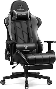 Photo 1 of Gaming Chair, Big and Tall Video Game Chair with High Back PU Leather, Home Office Ergonomic Computer Chair with Footrest, Adjustable Height, 360° Swivel Wheels for Adults and Teens (Grey)