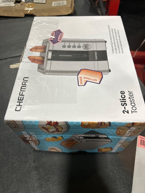 Photo 1 of Chefman 2-Slice Pop-Up Stainless Steel Toaster w/ 7 Shade Settings, Extra Wide Slots for Toasting Bagels, Defrost/Reheat/Cancel Functions, Removable Crumb Tray, 850W, 120V, Silver