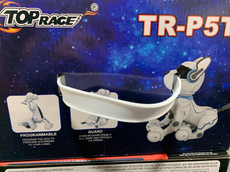 Photo 2 of Top Race Rechargeable Robot Dog- Interactive Smart Robo Dog for Kids Ages 5-7 - Programmable with Remote Control, Voice and Touch Features - Realistic Actions and Perform Tricks - 4x5x6 Inches (White)