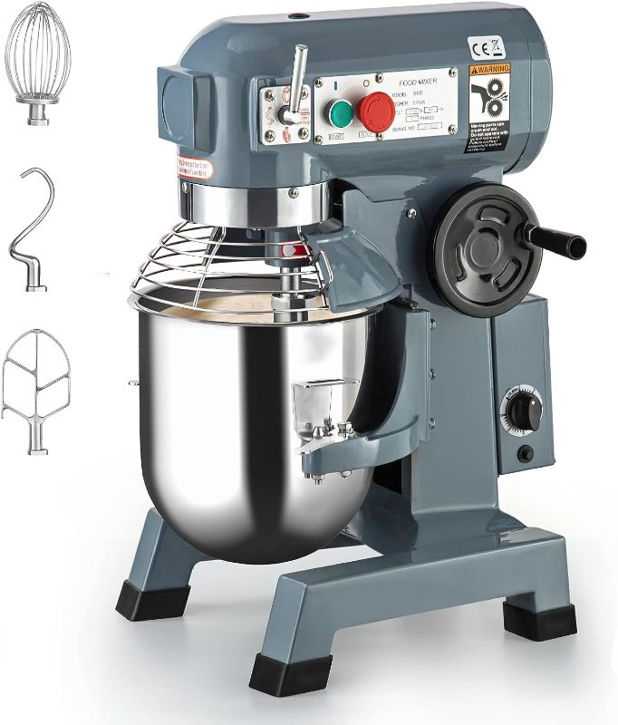 Photo 1 of Commercial Food Mixer, 15Qt Commercial Dough Mixer, 600W Stainless Steel Bowl Heavy Duty Food Mixer with 3 Speeds Adjustable, Dough Hook Whisk Beater Included, Perfect for Bakery Pizzeria
