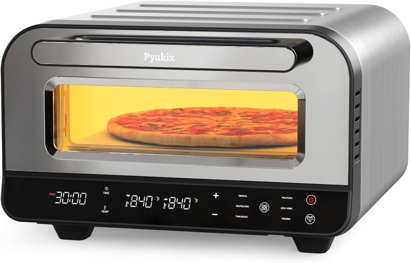 Photo 1 of Pizza Oven Indoor, Heats up to 840?,12” Pizzas in 2 Minutes, Countertop Electric Pizza Maker with 6 Touchscreen Presets, Pizza Cooker with Stone&Peel&Cutter Included
