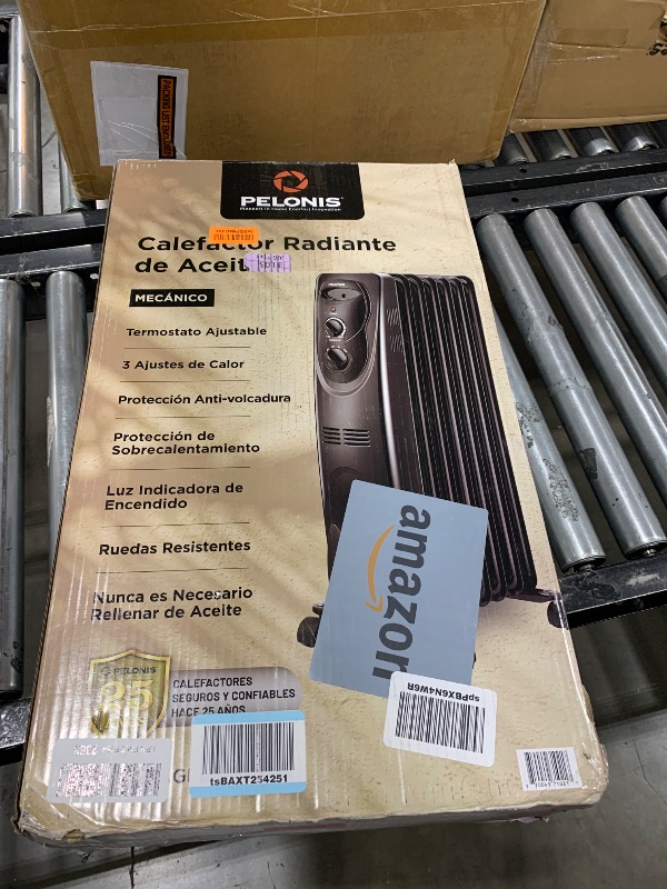 Photo 1 of PELONIS Oil Filled Radiator Heater for indoor use Large Room Safe with Thermostat, 1500W Energy Efficient Quiet Space Heater, 3 Heat Settings, Overheat & Tip-Over, Black