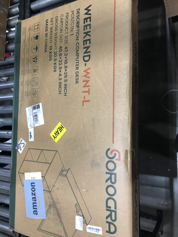 Photo 1 of SOROGRA Computer Desk with LED Lights and Power Outlets 47 inch Home Office Desk with Storage Shelves, Small Writing Desk with Monitor Stand for Bedroom,Workstation, Walnut