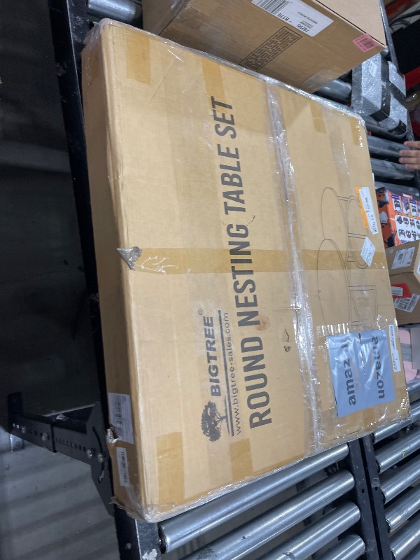 Photo 1 of KAHOO Round Nesting Coffee Table 27" Wood and Metal Stacking Coffee Tables for Compact Spaces, Black/White