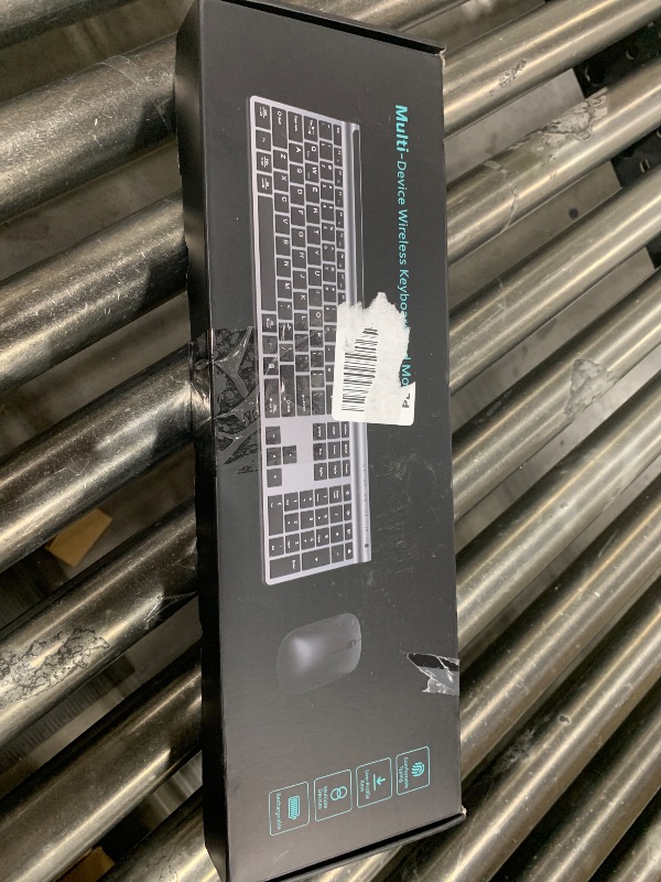Photo 1 of Wireless Keyboard and Mouse Combo, CHESONA Bluetooth Rechargeable Full Size Mulit-Device (Bluetooth 5.0+3.0+2.4G) Wireless Keyboard Mouse Combo for Mac OS/iOS/Windows/Android (Silver Black)