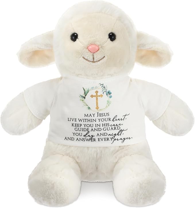 Photo 1 of 10 Inch Baptism Gifts for Girls Boys Baby Praying Lamb Dolls with Clothing Christening Dedication Gift Soft Lamb Stuffed Animal Religious Gifts for Easter First Communion Newborn Baby
