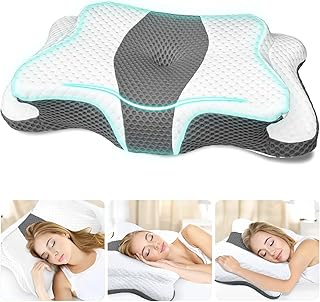 Photo 1 of Memory Foam Pillows, Cervical Pillow for Neck and Shoulder Pain Relief, Ergonomic Contour Bed Pillow, Soft for Side Sleep Stomach Sleeping and Back Sleeper