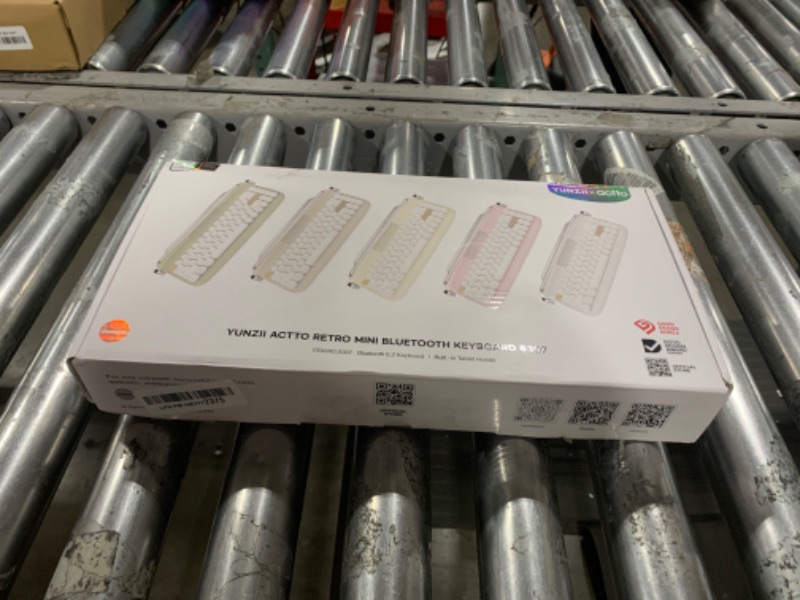 Photo 1 of YUNZII Upgraded Wireless Typewriter Keyboard, Retro Aesthetic with Integrated Stand,Cute Round Keycaps, USB-C/Bluetooth Connection for Table, Phone, PC and Win/Mac/Android (B307, Ivory Butter)