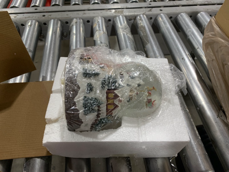 Photo 1 of Triple Revolving Illuminated Train Snow Globe, Musical Village Winter Scene Snow Globe, Flying Santa Snow Globe (Jingle Bell)