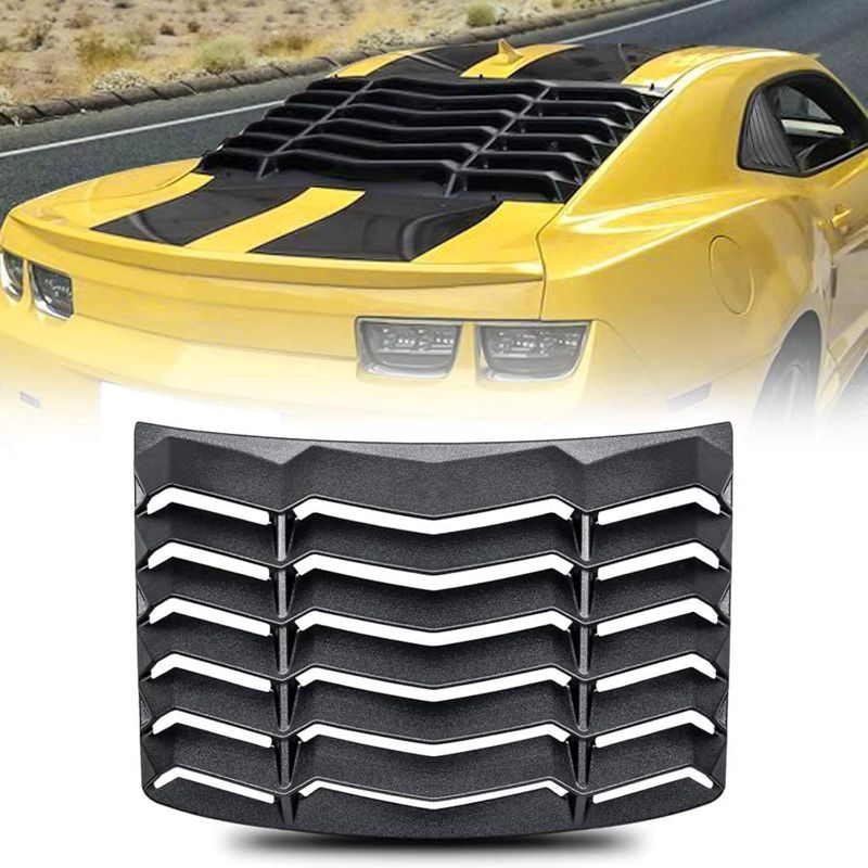 Photo 1 of 2010-2015 Rear Window Louvers Windshield Sun Shade Cover Lambo Style Matte Black Compatible with Chevy Camaro 2010 2011 2012 2013 2014 2015