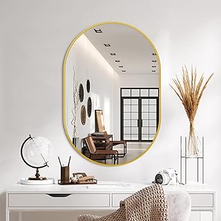 Photo 1 of Bathroom Mirror for Wall, 36''x24'', Gold Oval Mirror for Bedroom Entryway Bathroom, Metal Framed Vanity Mirror(36''x24'', Gold)