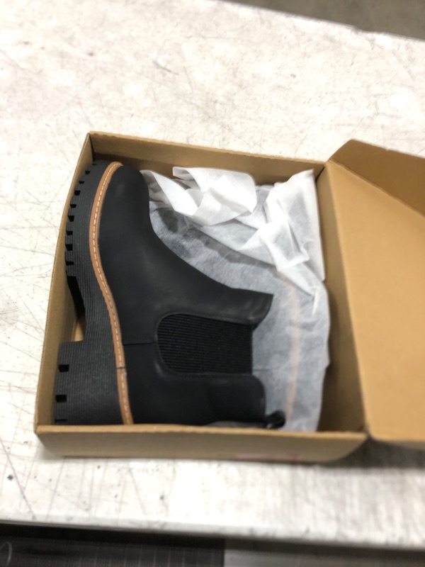 Photo 1 of DECARSDZ Womens Black Chunky Platform Chelsea Boot With Elastic Low Wedge Heel Slip On For Fall Work Suede Leather Classic Style Ankle Boots Women size 38 uk