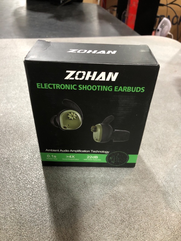 Photo 2 of ZOHAN EP01 Rechargeable Electronic Earbuds for Shooting with 4X Sound Amplification, Independent Volume Control, Gun Range Hearing Protection Earbuds, 3 Size Ear Plugs