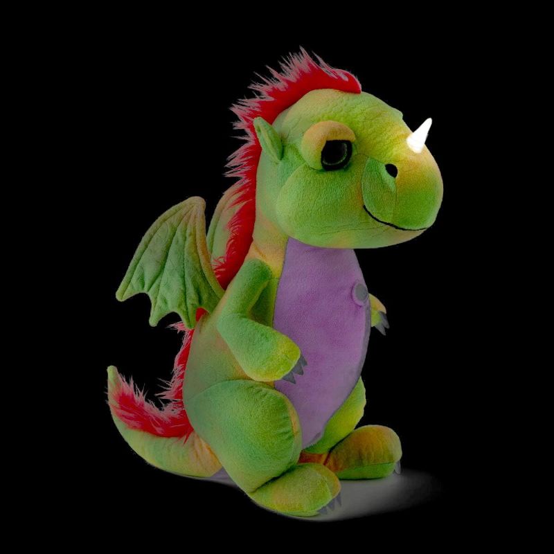 Photo 1 of Brighty Pals Dragon with Motion Activated LED Horn Helps Kids Sleep Better. Comforts and Calms. Cuddly & Soft, 13" Tall. Bendable Horn. Full Color Box. Patented.
