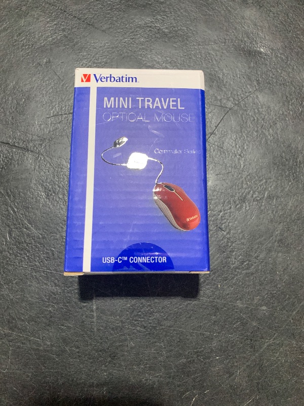 Photo 1 of Verbatim Wired Optical USB-C Mini Mouse – Plug & Play Corded Small Travel Mouse – Red 70745