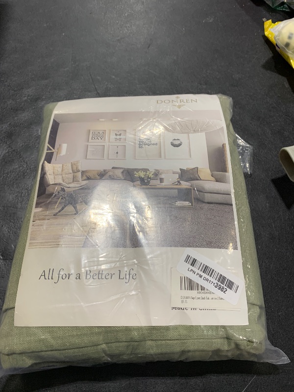 Photo 1 of DONREN Sage Green Linen Back Tab Curtains 102 Inches Long 2 Panels Set for High Windows - Rustic Hooks Belt Pinch Pleated Look Easy Sliding Curtains Rod Pocket Light Filtering Semi Privacy Drapres