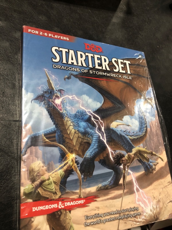 Photo 1 of Dungeons and Dragons Starter Set - 6th Edition, Dragons of Stormwreck Isle Bundled with 6 Dice Sets, Flannel Bags, Master Screen, Heroes, Miniatures, Printable Materials - DnD Starter kit