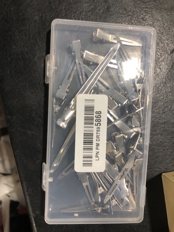 Photo 1 of 24 Packs Duck Bill Clips, Bantoye 3.5 Inches Rustproof Metal Alligator Curl Clips with Holes for Hair Styling, Hair Coloring, Silver