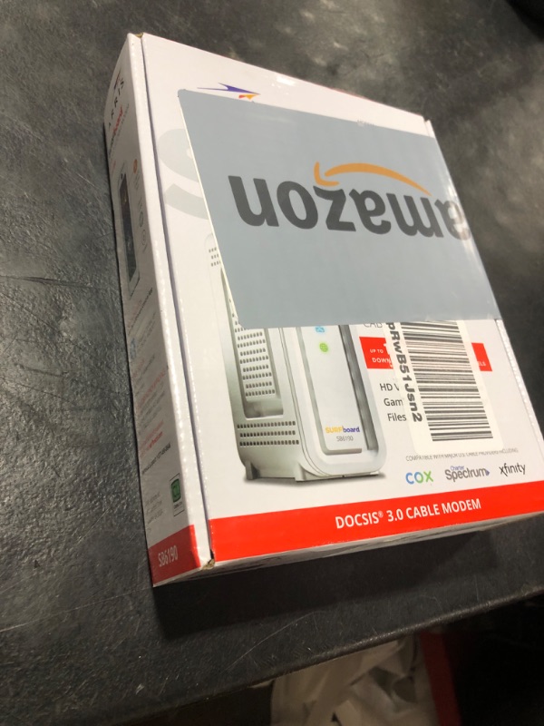 Photo 1 of ARRIS (SB6190) - Cable Modem - Fast DOCSIS 3.0 32x8 Gigabit Cable Modem, For Comcast Xfinity, Cox, Spectrum and more, 1 Gbps Port, 800 Mbps Max Internet Speed, 2 Year Warranty - White