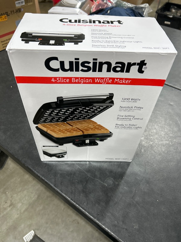 Photo 3 of Cuisinart 4-Slice Belgian Waffle Maker, Stainless Steel/Black, WAF-150P1