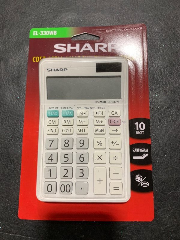 Photo 1 of Sharp EL-330WB Standard Function Basic Desktop Calculator, Large Display, for Home and Office, Dual Power, Solar and Battery 