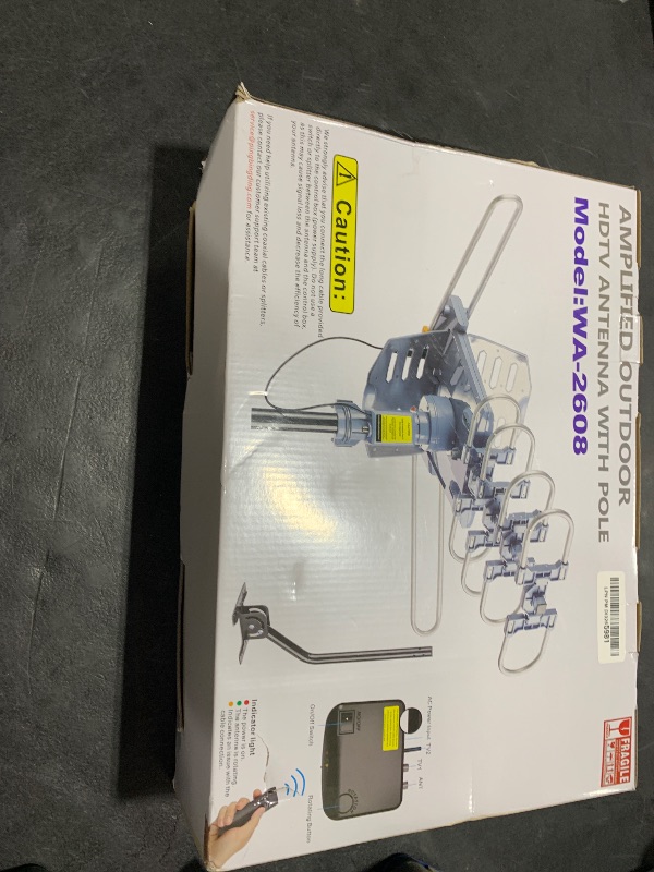 Photo 1 of PBD WA-2608 Amplified Outdoor TV Antenna – Long Range with UHF/VHF, 360° Motorized Rotation, Remote Control, Mounting Pole, and 40FT RG6 Cable – Supports 4K, 1080P, Smart and Older TVs (2 Outputs)