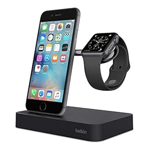 Photo 1 of Belkin Valet Charge Dock for Apple Watch + iPhone, iPhone Charging Dock for iPhone Xs, XS Max, XR, X, 8/ 8 Plus and More, Apple Watch Series 4, 3, 2, 1, Silver (Renewed) (Black)