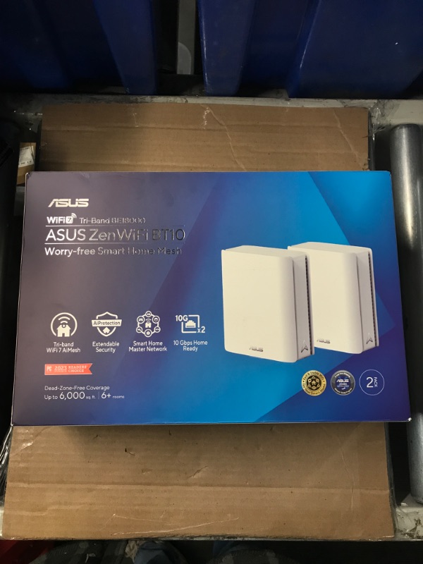 Photo 6 of (POWER TESTED __ UNABLE TO TEST FURTHER) ASUS ZenWiFi BT10 Tri-Band WiFi 7 Mesh, 18 Gbps, 6000 sq.ft (2pk), Dual 10G Ports, Security and Parental Controls Included, Smart Home Master SSIDs, 4G & 5G Mobile Tethering