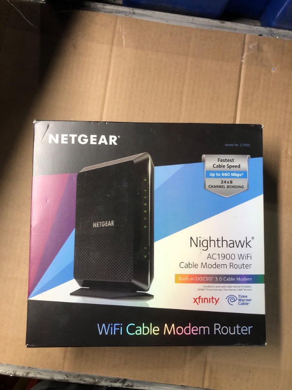 Photo 1 of NETGEAR Nighthawk Modem Router Combo C7000-Compatible with Cable Providers Including Xfinity by Comcast, Spectrum, Cox,Plans Up to 800Mbps | AC1900 WiFi Speed | DOCSIS 3.0