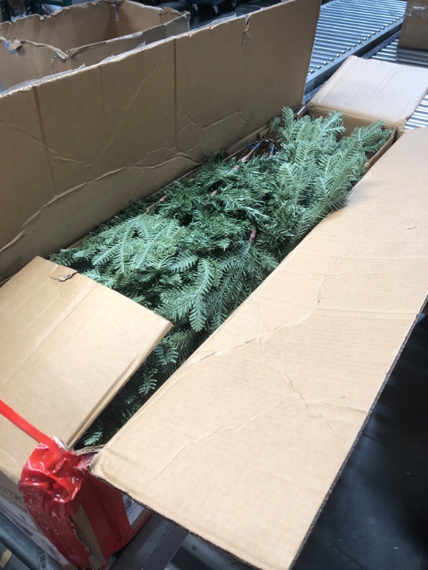 Photo 1 of 7FT Unlit Christmas Tree Fir with Hinged/Feel Real/Realistic, for Home, Holiday Decoration Green Non Prelit Artificial Christmas Tree, No Lights Foldable Base