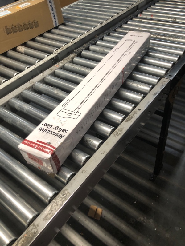 Photo 1 of 96 Inch Wide Reinforced Retractable Baby Gate with Support Rods, Extra Long Dog Gate Retractable Gate Outdoor Gates for Decks, Prevent Crawling Under Extra Long Baby Gates for Large Openings, Black