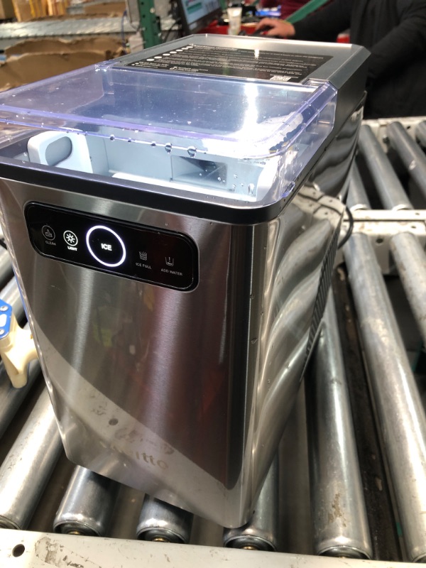 Photo 1 of Aeitto Nugget Ice Maker Countertop, Pellet Ice Machine Soft Chewable Ice 40lbs/Day, One-Click Operation, Auto Self-Cleaning Crushed Ice Makers Stainless with Scoop for Home/Kitchen/Office (Silver)