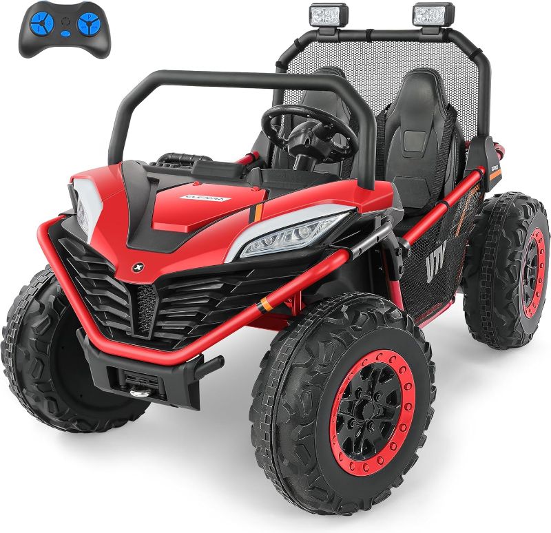 Photo 1 of ***USED - MAJOR DAMAGE - LIKELY MISSING PARTS - SEE PICTURES***
ELEMARA 2 Seater Ride on Toys for Big Kids,12V Battery Powered Off-Road UTVl4WD Ride on Car with Remote Control,LED Lights,Bluetooth,Adjustable 3 Speeds,20" Wider Seater for 3-8 Boys&Girls,Re