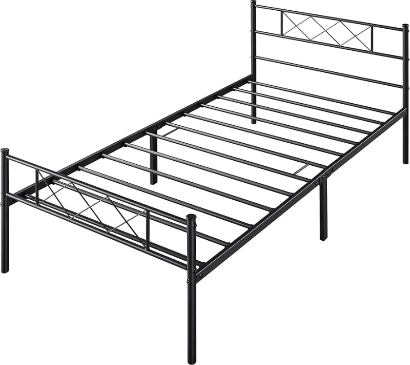 Photo 1 of ***NONREFUNDABLE - FOR PARTS ONLY - SEE COMMENTS***
Black Metal Bed Frame with Headboard Mattress Foundation/Platform Bed/Slatted Bed Base, Twin Size